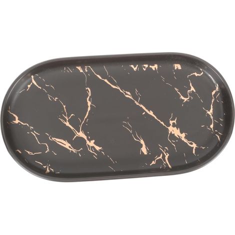 Plateau de Salle de Bain en Céramique Motif Marbre, Plateau de Rangement Stable et Facile à Nettoyer pour Clés et Cosmétiques sur Comptoir de Coiffeuse'-'-