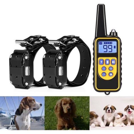 Collier électrique Collier de dressage pour chien - Etanche Anti-aboiement Télécommande avec 2 récepteurs 3 Modes (1/4)