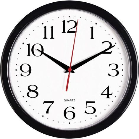 Geräuschlose schwarze Wanduhr, kein Ticken, hochwertiges 10-Zoll-Quarzwerk, batteriebetrieben (1/5)