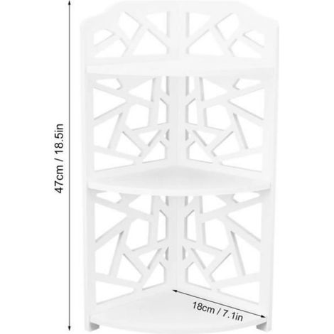 Étagère d'angle - Étagère d'angle debout - PVC - Grand espace de rangement - Design contemporain - Salle de bain (1/4)