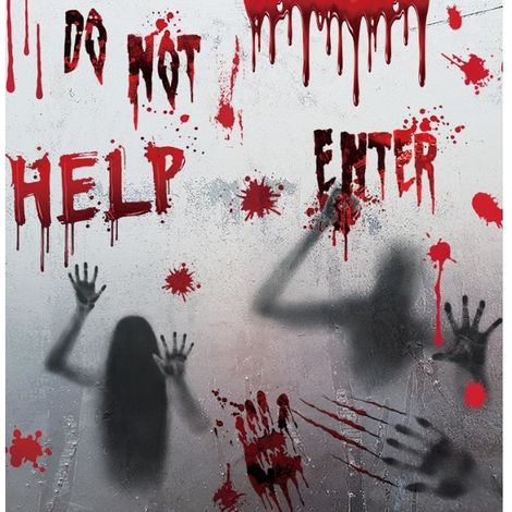Décorations de fenêtre d'Halloween Affiches de zombies - empreintes de mains sanglantes géantes silhouettes de (1/4)