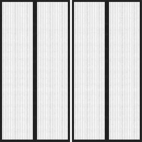 Rideaux de porte anti-insectes 2 pcs et aimants noir 220x100 cm (1/5)