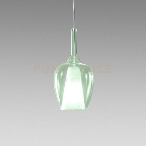 OFELIA S/10 - VETRO VERDE-TRASPARENTE E PORTALAMPADA BIANCO 1 LUCE ATTACCO E27 CAVO TRASPARENTE SENZA BASE DI ATTACCO D.20CM
