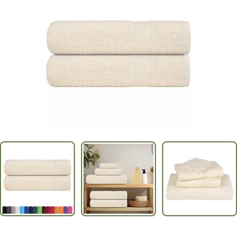 Baumwollhandtuch - Badetücher FROGN 2 Stk. Creme 100x150 cm 360 g/m² (1/5)