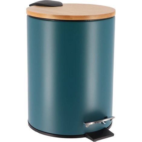 Cestino per rifiuti in metallo con freno a caduta da 2,5 l - bambù verde imperiale - Tendance