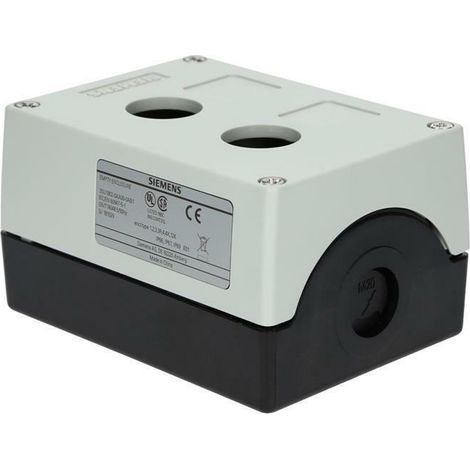 Siemens Caja para aparatos de mando, 22mm, redondo, plástico, gris, 2 puestos de mando, 3SU18020AA000AB1