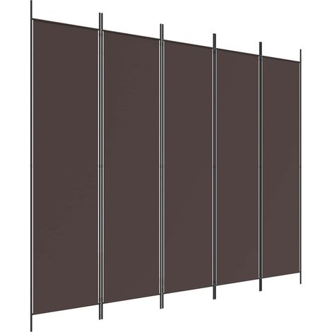 vidaXL Cloison de séparation 5 panneaux Marron 250x200 cm Tissu