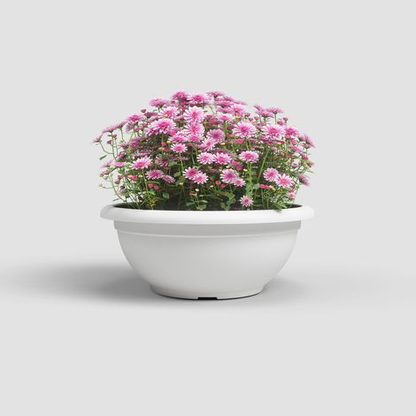 Vaso "Genova" in materiale sintetico finitura satinata colore Verde acido per piante e fiori ciotola  30 cm di alta qualita' con fori da interno ed esterno Verde acido  30 cm - Select 2: Ă¸30 cm - Sel