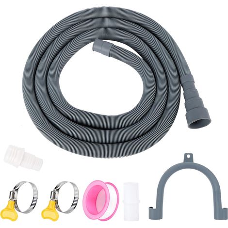 Kit d'extension de tuyau de vidange, 1 m/1,5 m/2 m/2,5 m/3 m/4 m/5 m, tuyau universel pour lave-vaisselle, y compris les raccords de tuyau et les colliers de serrage, pour lave-vaisselle (3 m) (1/5)