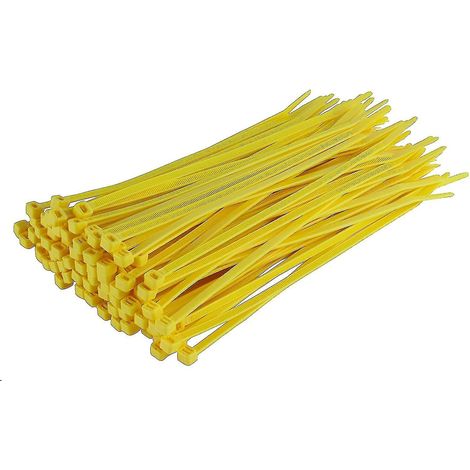 Lange, robuste silberne Kabelbinder, 370 mm x 4,8 mm, 100er-Packung, mit hochwertigem Nylon-Reißverschluss (300 mm x 3,6 mm), gelb
