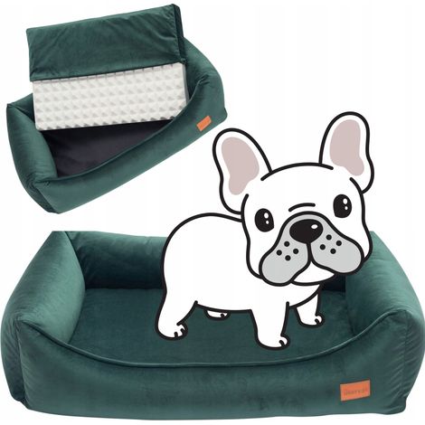 Canapé orthopédique pour chien moyen 90x70x20 cm Ukory VERT BOUTEILLE (1/5)