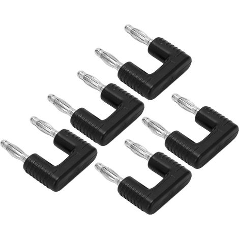 5 Stück J.20004 Bananenstecker, Doppelstecker, 19 mm Abstand, Kupfer-Nickel-plattiert, Schwarz (1/5)