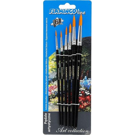 Pinceles redondos sint茅ticos para artistas, 6 unidades