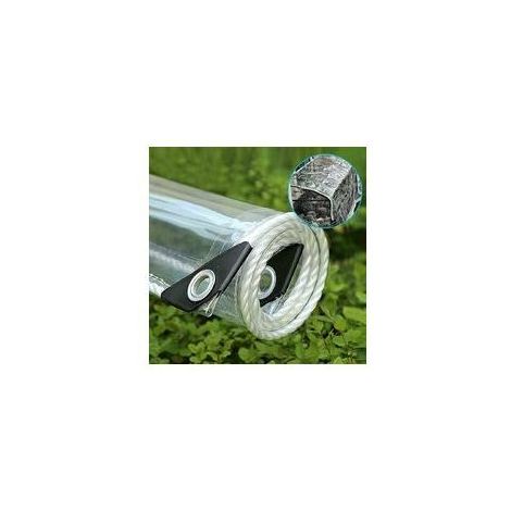 Bâche transparente à œillets, bâche PVC imperméable 420 g/m2, idéale comme bâche pour serres, auvents extérieurs, avec corde Cisea et sangles 2x1m (1/5)