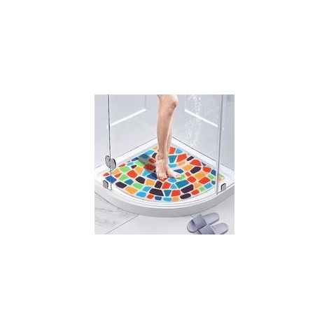 Tapis de Douche d'angle Loofah,Tapis de Bain Antidérapant Anti Moisissure 60 x 60 cm,Tapis de Douche pour Douche Intérieure Extérieure, Tapis de Bain Secteur Lavable pour Sol de Salle de Bain (1/4)