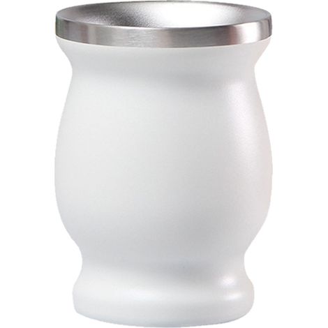 Gobelet isotherme double paroi en acier inoxydable 304 (240 ml) avec paille et goupillon, blanc (1/5)