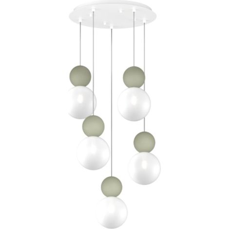Lampadario moderno top light cottage 1228 s5 t g9 led vetro metallo, colore verde