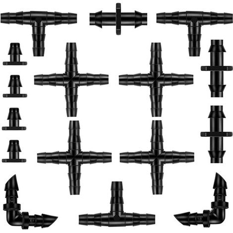 Kit universale per irrigazione a goccia - 300 raccordi a barb per tubo flessibile - Kit completo per irrigazione di giardino e prato