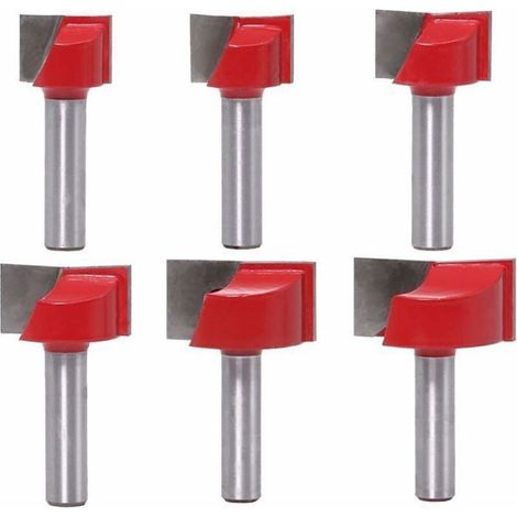 Lot de 6 fraises à défoncer droites de 8 mm pour le nettoyage du fond et le travail du bois 18 mm, 20 mm, 22 mm, 25 mm, 30 mm