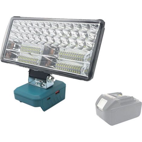 Lampe de travail LED Lampe de travail extérieure portable avec port de recharge USB,8 pouces 3300lm lampe de poche,compatible avec MaKita 14.4V-20V la batterie au lithium BL1860B BL1850B BL1840 (1/4)