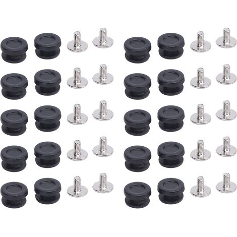 Lot de 20 rivets pour lacets, œillets 9x5 mm, vis croisées 2,5x5,5 mm, fixations noires (1/5)
