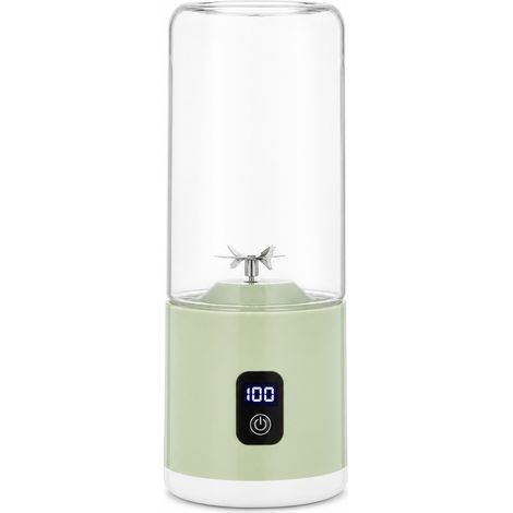 Blender Portable Sans Fil 500 ml Vert, Broyeur de Glace, 12 Lames en Acier Inoxydable et Écran LED (1/5)