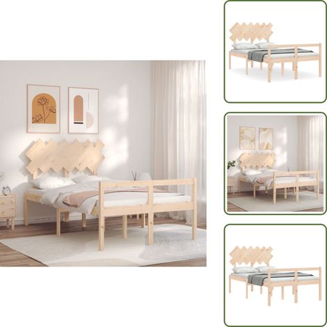 The Living Store Seniorenbett mit Kopfteil 120x200 cm Massivholz - Massivholz-Bett (1/5)