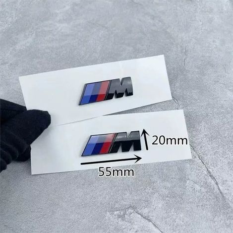 (55 mm, 2 pièces, noir brillant) - Autocollant décoratif pour aile de voiture, nouvel emblème R, compatible avec BMW M, M3, M5, M6, X3, E90, F30, G20, E36, E34, X6, G20, E46, X3, X4, X5, X7. Accessoir (1/5)