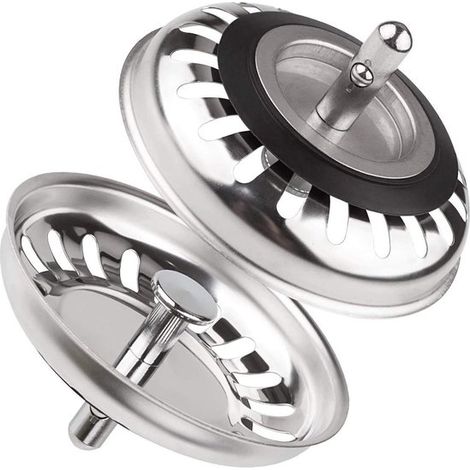 Lot de 2 filtres universels en acier inoxydable de 79,3 mm pour évier de cuisine et de salle de bain (1/5)