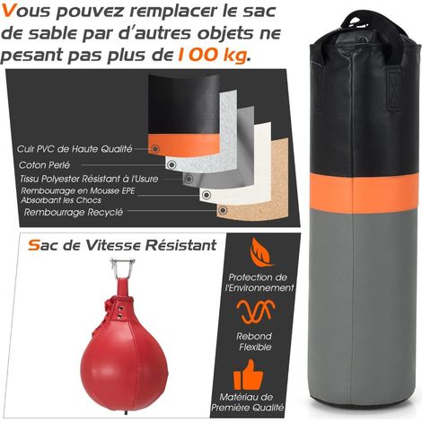 Support de boxe 2-en-1 en acier avec sac de frappe et sac de vitesse réglable et base stable pour maison, garage et salle de sport (1/5)