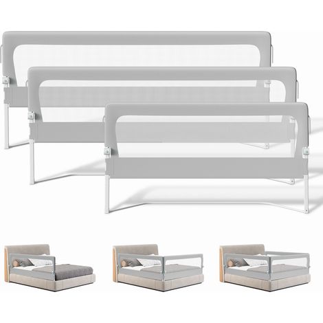 TolleTour 3x Kinder Bettschutzgitter Bettgitter Kinderbettgitter Babybettgitter Klappbar Höhenverstellbar Rausfallschutz für Familienbett und Kinderbett (2x180cm+1x150cm)