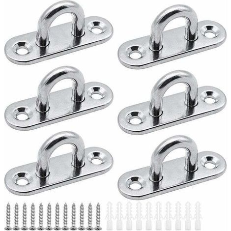 6 pièces plaques à œillets plaque de couverture en acier inoxydable plaque de mât de 5mm Crochets de fixation robustes pour crochets muraux chaises suspendues auvent accessoires de bateau etc (1/4)