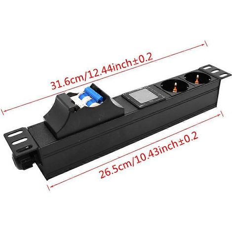 Alimentation PDU 16/32A, disjoncteur, unité de distribution d'énergie, 2/3/4/5/6/7/8 positions, avec 2 prises CA et un compteur d'énergie. (1/4)