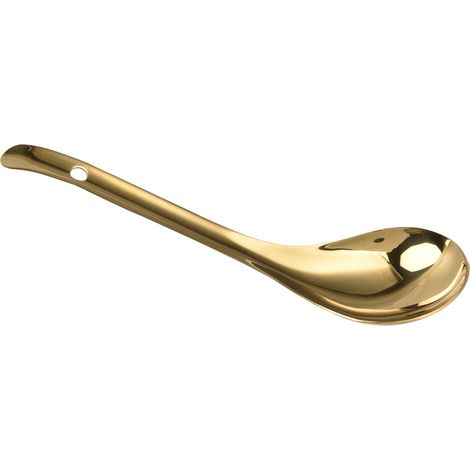 Cuillère à riz en acier inoxydable 304, cuillère à soupe épaisse, louche de cuisine plaquée or pour usage domestique (1/5)
