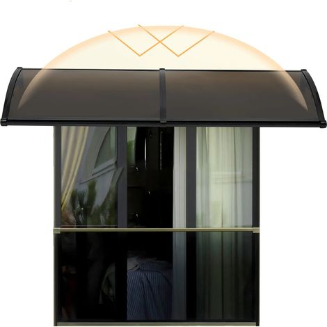 Toldo exterior de 24x80 pulgadas, de aleación de aluminio, color negro claro, para montaje en pared, apto para diversas entradas. (1/5)