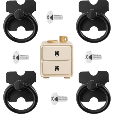Poignées et anneaux de tiroir, lot de 4 boutons de tiroir vintage, poignées décoratives antiques, boutons de porte d'armoire, poignée à un trou en al