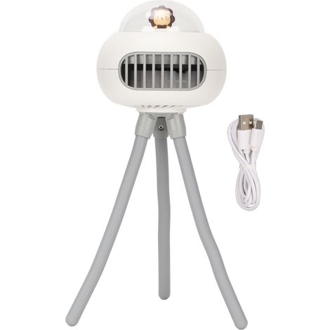 Ventilateur de Poussette Portable USB Rechargeable 4 Vitesses Silencieux avec Trépied et Rotation 360° pour Vélo Blanc (1/5)