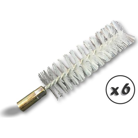 Ecouvillon NYLON Condenseur Lot de 6 Ø 25 mm Raccord laiton taraudé M6 femelle Torsade en acier galvanisé Brosse nettoyage paroi tube alésage Kibros 4TCN25x6 (1/5)