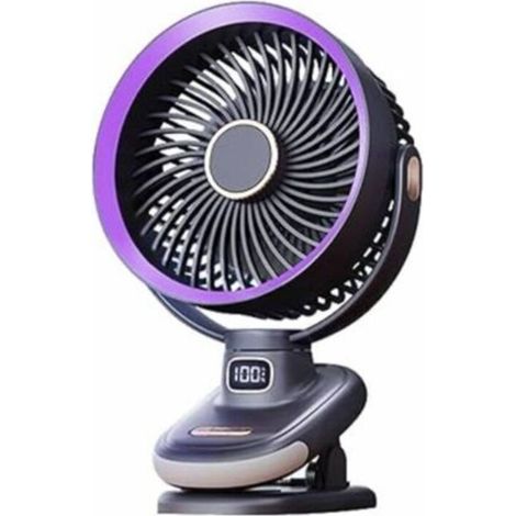 Ventilateur portable pour poussette avec écran LCD, 5 vitesses, clip et trépied réglable pour fixation sur poussettes, sièges auto, fauteuils roulants, chambres et voyages, couleur blanc (1/5)