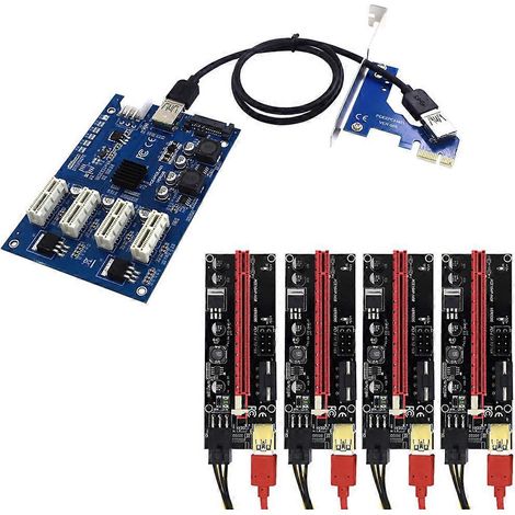 Carte d'extension PCI-E 009S, adaptateur multiplicateur PCIe 1X vers 4 ports (1X x4 x8 x16)