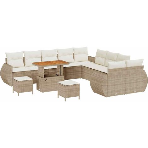 Maison Exclusive - Set Divano da Giardino con cuscino 13 pcs beige e panna