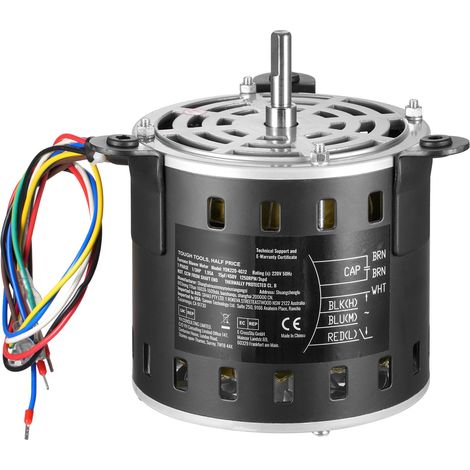 Mophorn 1/3 PS Ofengebläsemotor, 220 V, 1,95 A, 1250 U/min, 3 Geschwindigkeiten, 10 mm Welle, CCW-Drehung, inkl. CBB60-Kondensator