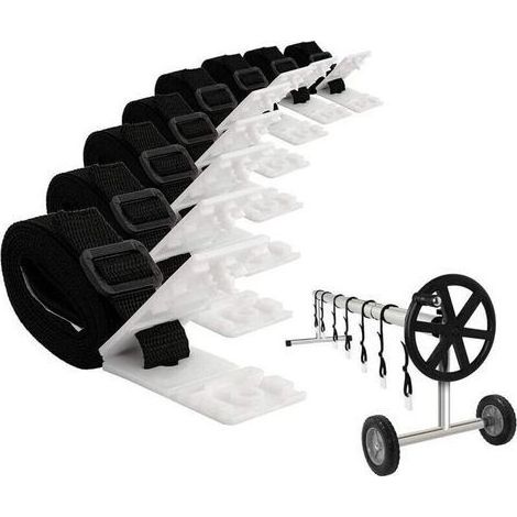 Bâche solaire enroulable pour piscine – Kit de fixation complet avec 8 sangles réglables et crochets robustes – Protection thermique et anti-évaporation (1/5)