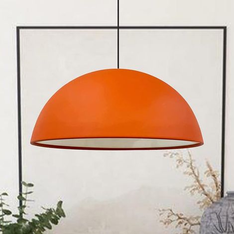 Linate Suspension Industrielle en Métal Orange Peint à la Main – Lustre Vintage E27 Ø40 cm pour Salon, Chambre ou Salle à Manger (1/4)