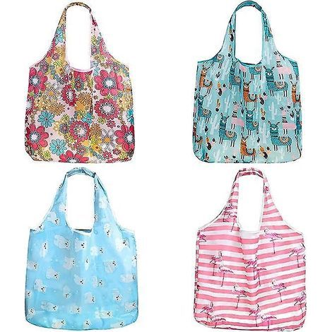 lot De 4 Sac De Courses Pliable Sac Provisions Rutilisable Sacs D'picerie Pour Fruits Et Lgumes (1/4)