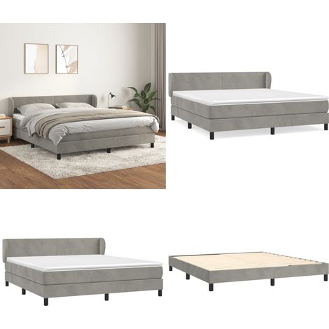 Sommier à lattes de lit et matelas Gris clair 160x200cm Velours - Lit Plateforme - Lit Velours - Lit Double - Literie - Chambre À Coucher - Home & Living (1/5)