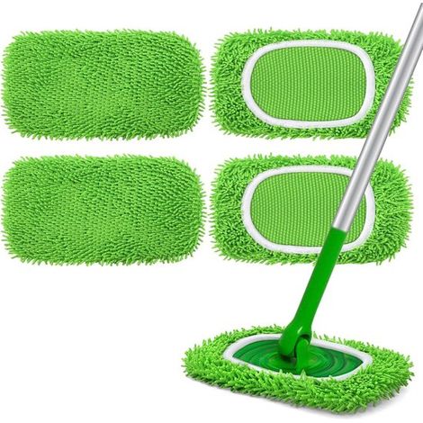 Lot de 4 pads serpillière microfibre réutilisables, durables et lavables pour nettoyage des sols (1/5)