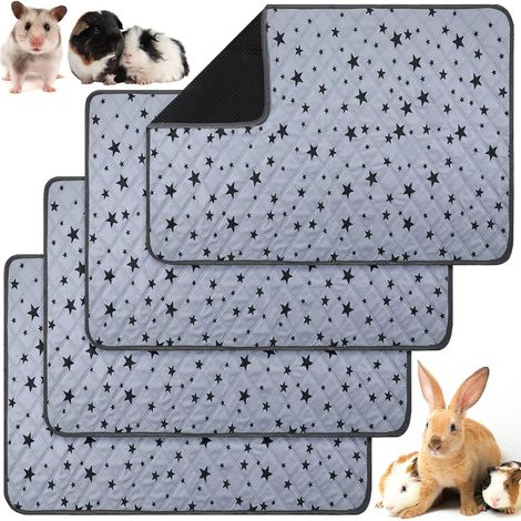 4 Pcs Doublures de Cage de Cochon d'Inde en Polaire Tapis Pipi de Cochon d'Inde Absorbants Antidérapants Coussinets d'Urine Lavables Réutilisables avec Motifs Étoiles (60 x 90 cm) (1/5)