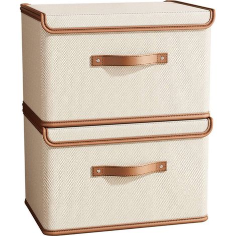 Contenitori per armadio con coperchio, scatole porta vestiti con maniglie, organizer per vestiti, confezione da 2, M