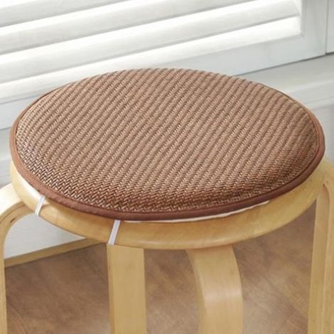Cuscino rotondo per sgabello, cuscino sottile e traspirante, imbottitura rotonda in cotone per sedia con lacci per giardino, sala da pranzo, cucina, patio - Diametro 30 cm (12 pollici) (1/4)